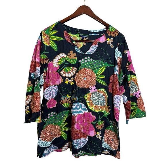 Cultural Elements Indian Kameez Women’s XL Colorful Floral Flower Tunic Top - Picture 1 of 4